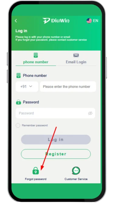 Navigate to the forgot password option