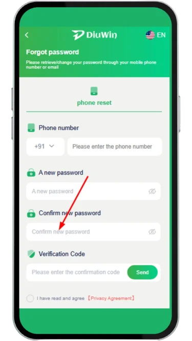 Re-enter the password to confirm it