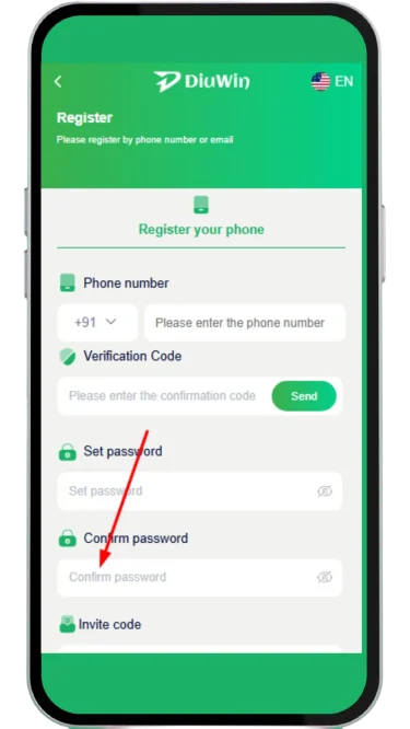 Re-type the password to confirm it