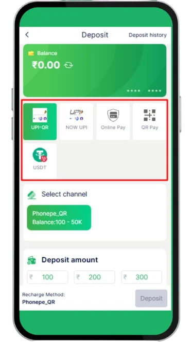 Select available payment methods
