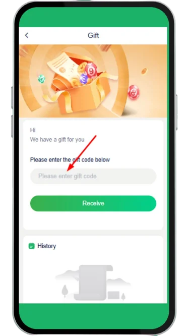 Enter correct gift code