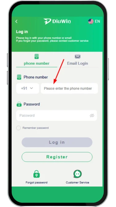 Type your registered mobile number