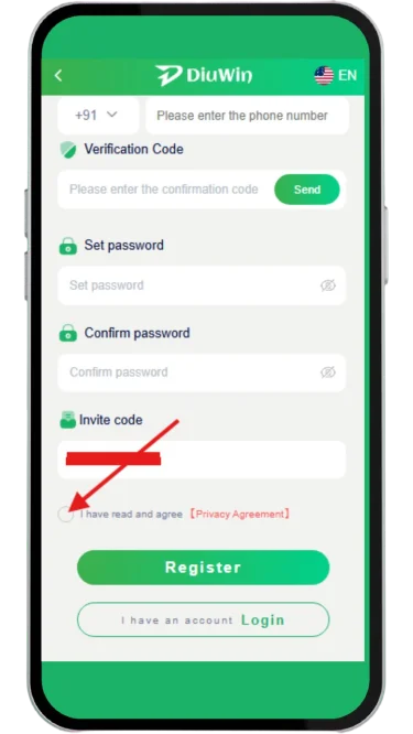 Tick the privacy agreement option